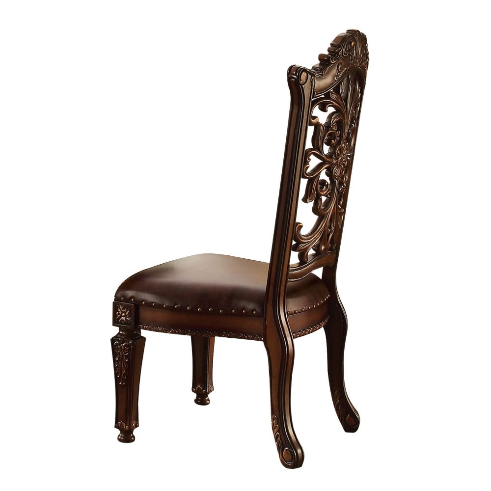 ACME Dining Chairs - ACME Vendome Side Chair (Set-2), PU & Cherry