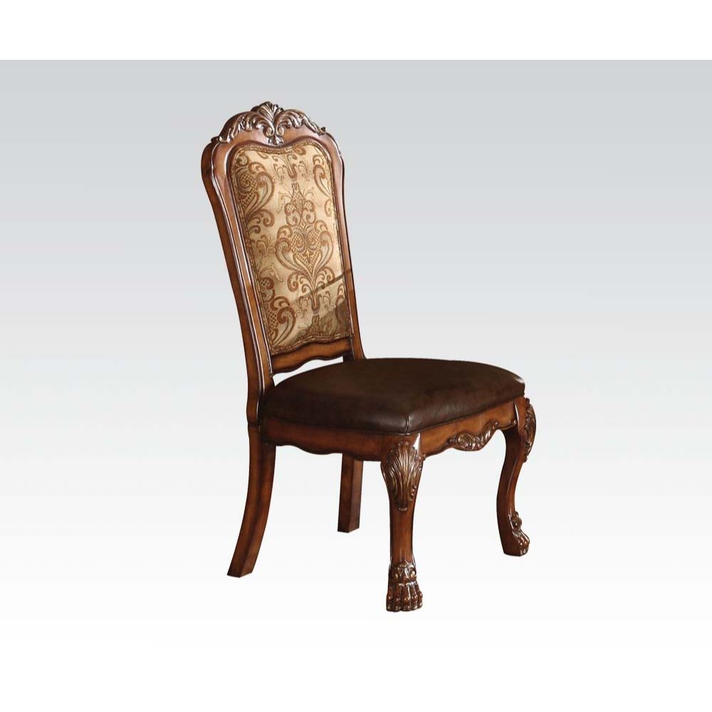 ACME Dining Chairs - ACME Dresden Side Chair (Set-2), PU & Cherry Oak