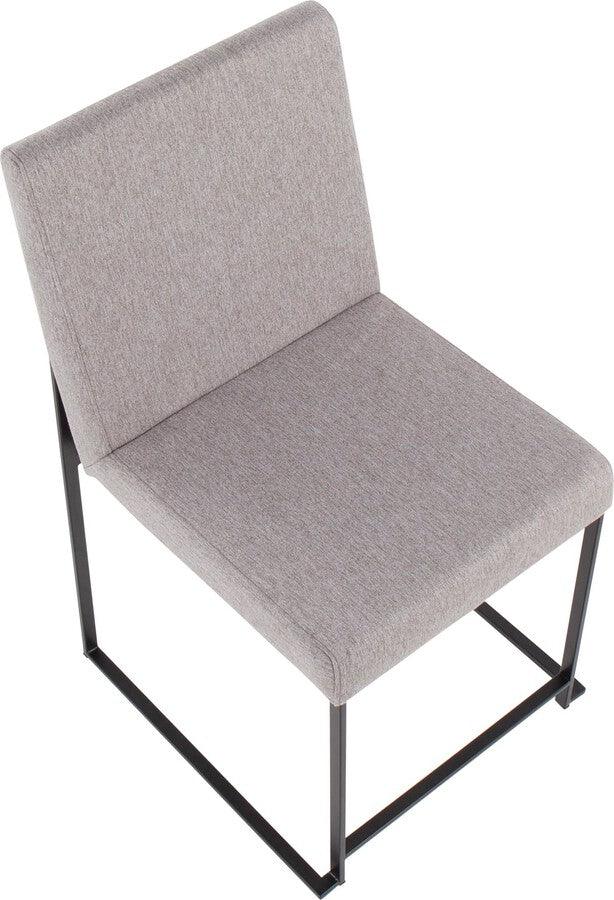 Lumisource Dining Chairs - High Back Fuji Contemporary Dining Chair In Black Steel & Light Grey Fabric (Set of 2)