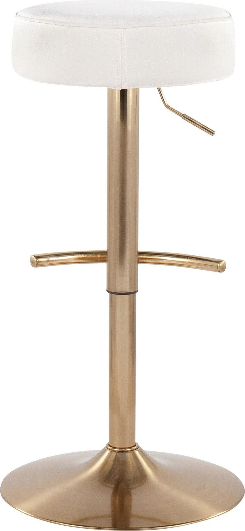 Lumisource Barstools - Velvet Dot Barstool Gold & White