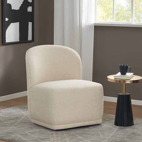 Olliix.com Accent Chairs - Armless 360 Degree Swivel Chair Ivory
