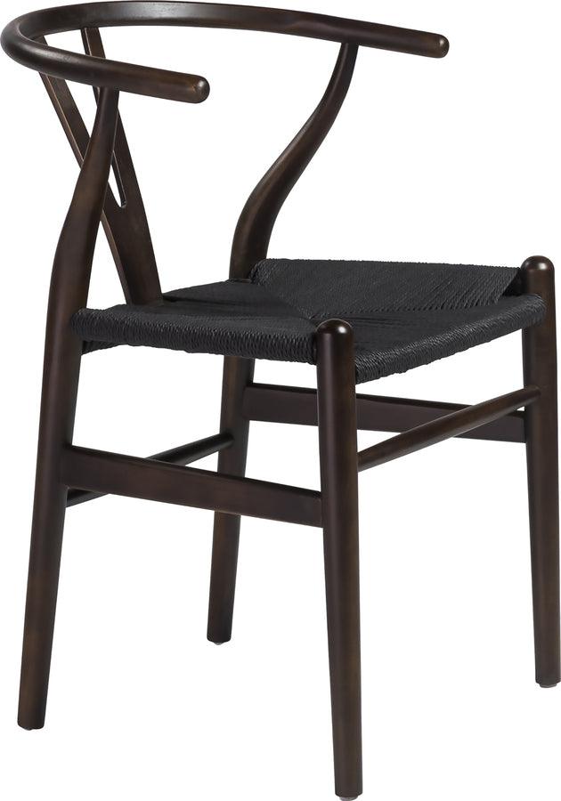Euro Style Dining Chairs - Evelina Side Chair with Walnut Stained Framed and Black Rush Seat - Set of 2
