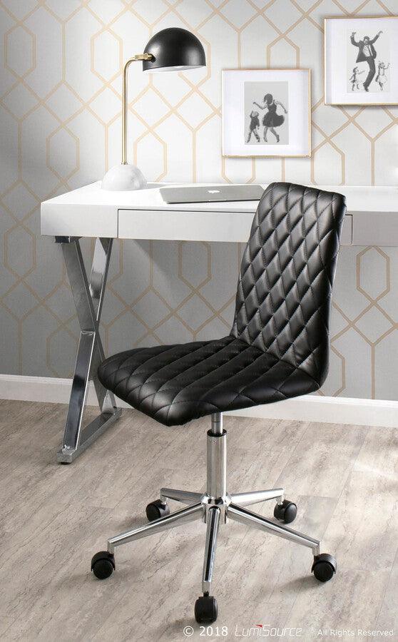 Lumisource Task Chairs - Caviar Contemporary Adjustable Office Chair in Black Faux Leather