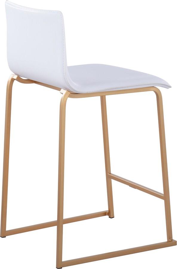 Lumisource Barstools - Mara 26" Counter Stool In Gold Metal & White Faux Leather (Set of 2)