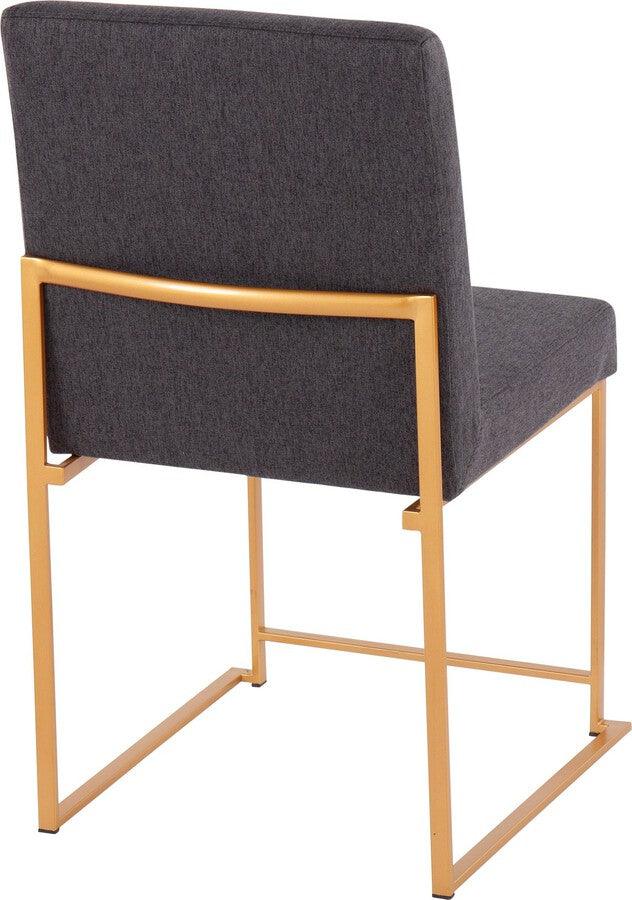 Lumisource Dining Chairs - High Back Fuji Contemporary Dining Chair In Gold Steel & Charcoal Fabric (Set of 2)