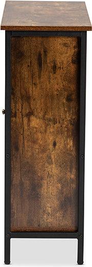 Wholesale Interiors Shoe Storage - Wayland Contemporary Rustic Brown Wood and Black Metal 1-Door Shoe Storage Cabinet