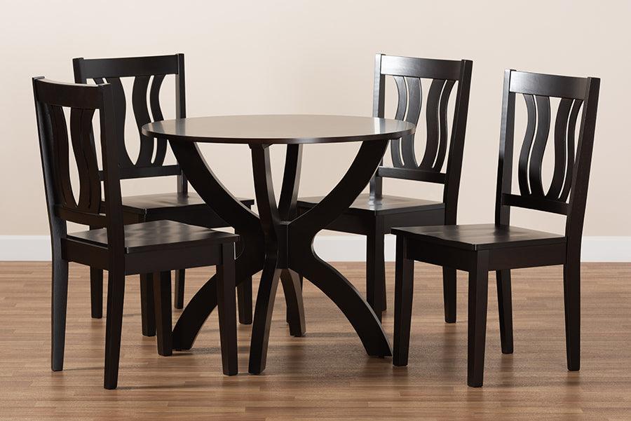 Wholesale Interiors Dining Sets - Karla Dark Brown Finished Wood 5-Piece Dining Set