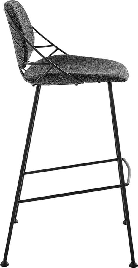 Euro Style Barstools - Linnea-B Bar Stool In Black Fabric with Matte Black Frame and Legs - Set Of 2