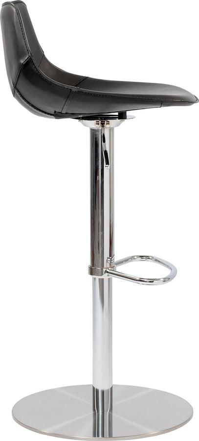 Euro Style Barstools - Rudy Adjustable Swivel Bar/Counter Stool in Black with Brushed Stainless Steel Base