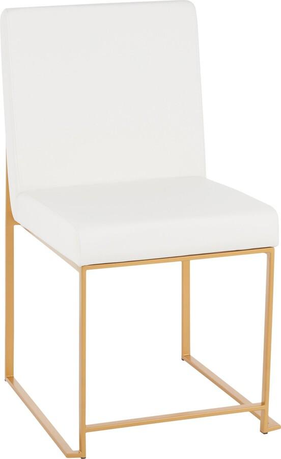 Lumisource Dining Chairs - High Back Fuji Contemporary Dining Chair in Gold and White Faux Leather - Set of 2