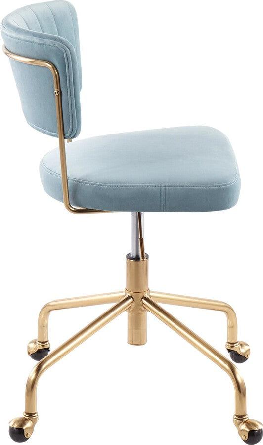 Lumisource Task Chairs - Tania Contemporary Task Chair in Gold Metal & Light Blue Velvet