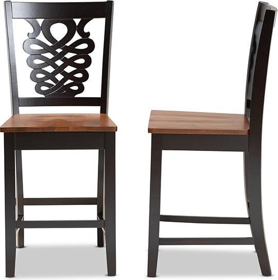 Wholesale Interiors Barstools - Gervais Two-Tone Dark Brown and Walnut Brown Finished Wood 2-Piece Counter Stool Set