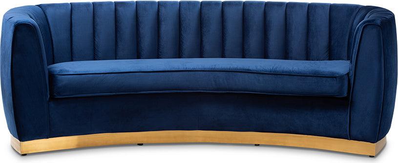 Wholesale Interiors Sofas & Couches - Milena Glam Royal Blue Velvet Fabric Upholstered Gold-Finished Sofa
