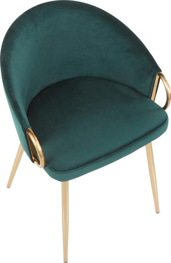 Lumisource Accent Chairs - Claire Contemporary/Glam Chair in Gold Metal and Emerald Green Velvet