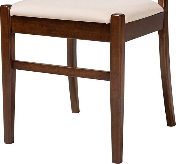 Wholesale Interiors Dining Sets - Delphina Mid-Century Modern Cream Fabric And Dark Brown Finished Wood 5-Piece Dining Set