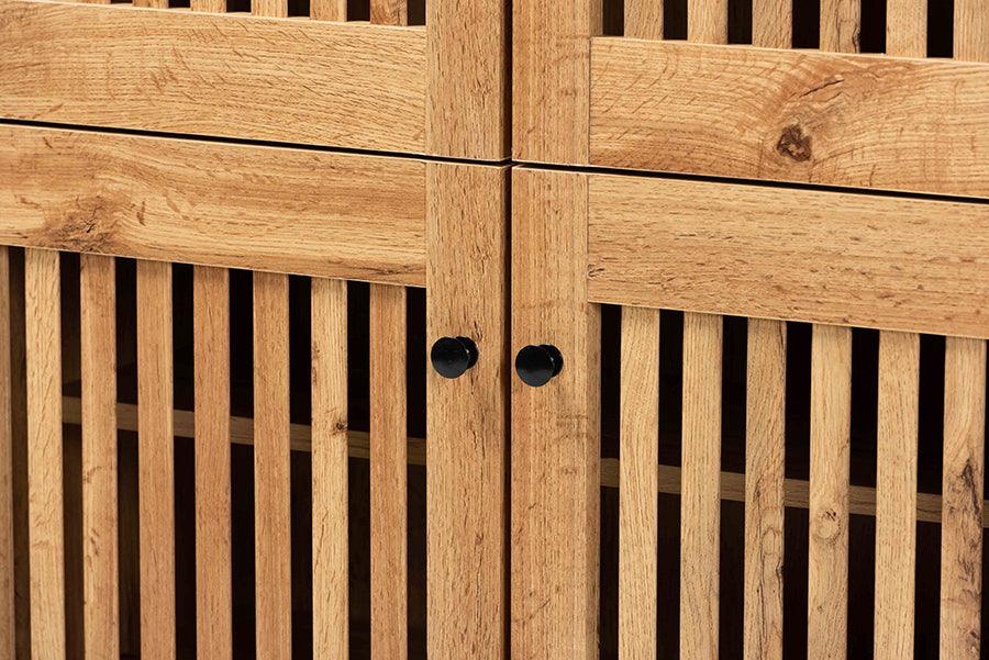 Wholesale Interiors Shoe Storage - Fernanda Oak Brown Finished Wood 4-Door Shoe Storage Cabinet