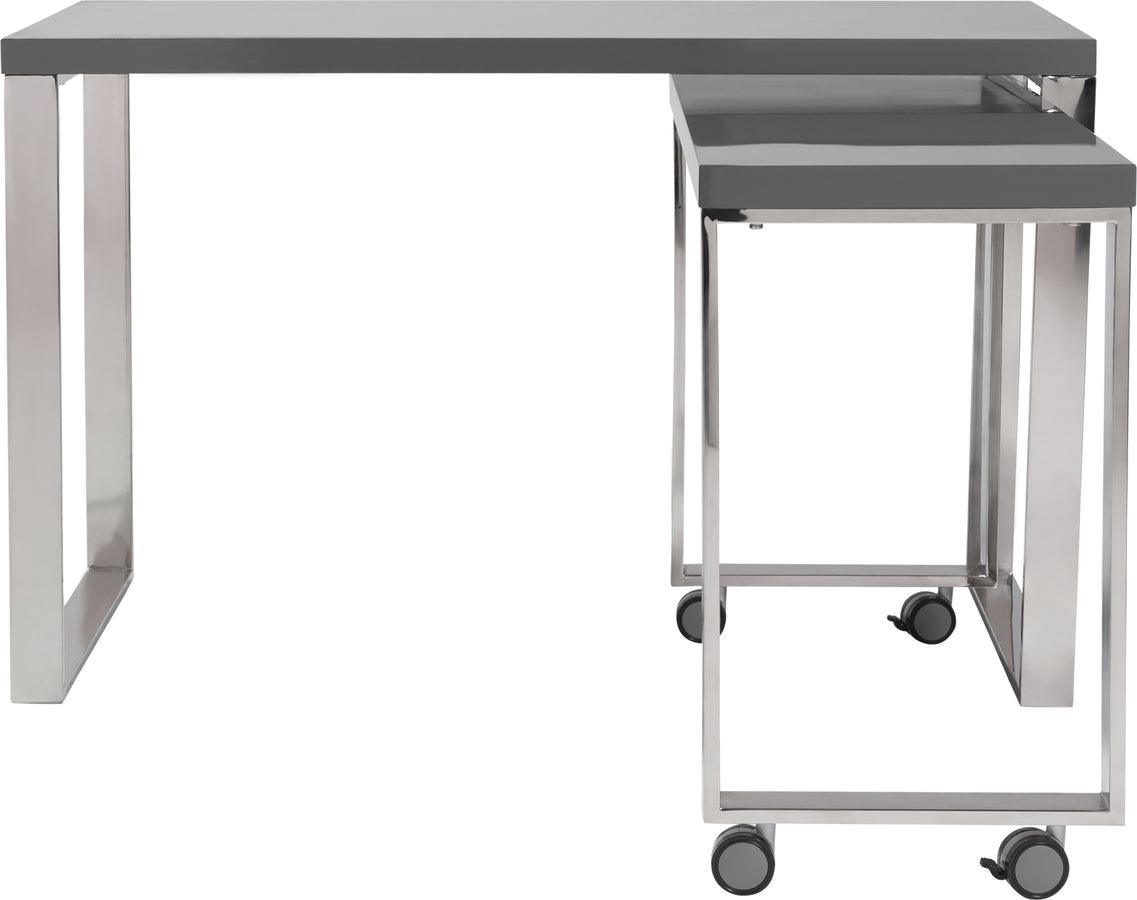 Euro Style Desks - Dillon 40" Side Return Desk Gray & Stainless Steel