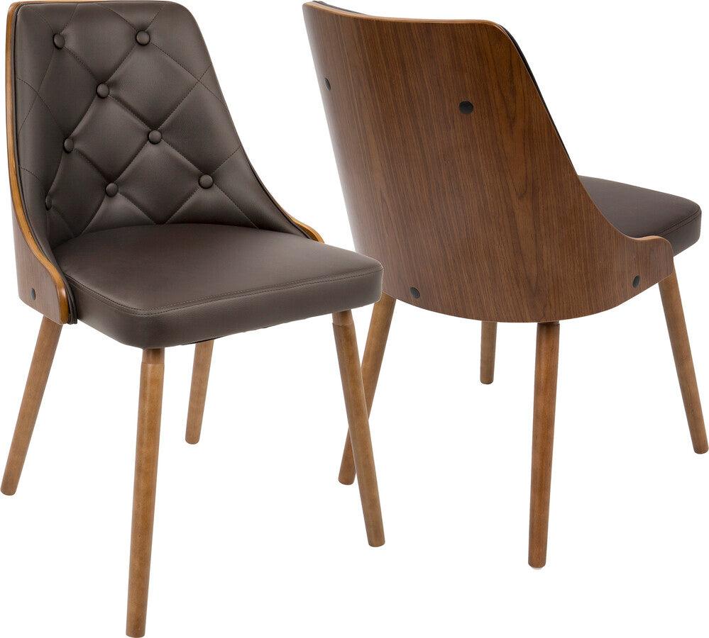 Lumisource Dining Chairs - Gianna Mid-Century Modern Dining/Accent Chair in Walnut with Brown Faux Leather
