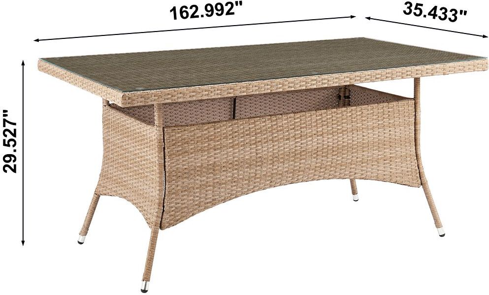 Manhattan Comfort Outdoor Dining Tables - Genoa Patio Dining Table in Nature Tan Weave