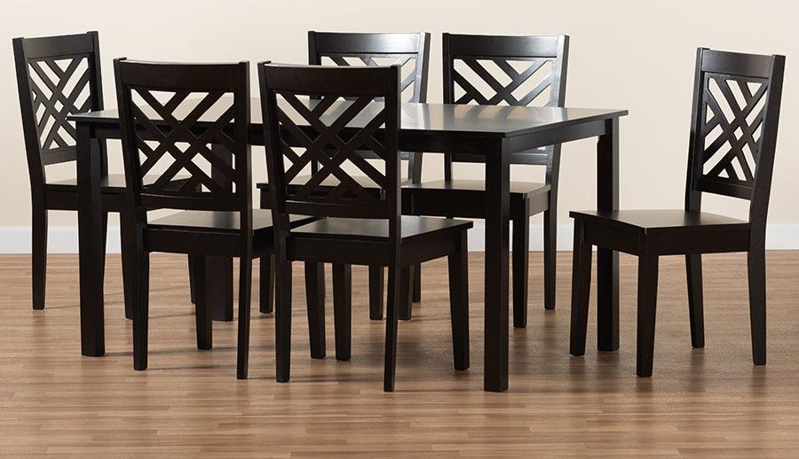 Wholesale Interiors Dining Sets - Ani Dark Brown Finished Wood 7-Piece Dining Set
