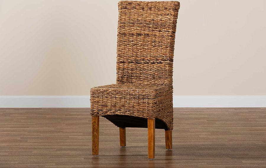 Wholesale Interiors Dining Chairs - Trianna Rustic Transitional Natural Abaca and Brown Finished Wood Dining Chair