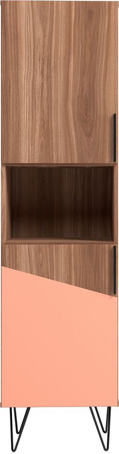 Manhattan Comfort Bookcases & Display Units - Beekman 17.51 Narrow Bookcase Cabinet in Brown and Pink