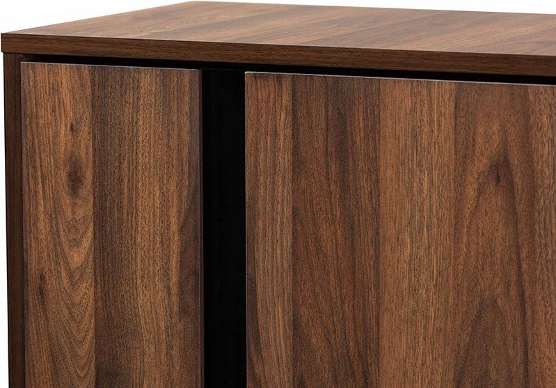 Wholesale Interiors Shoe Storage - Raina Two-Tone Walnut Brown and Black Finished Wood 2-Door Shoe Storage Cabinet