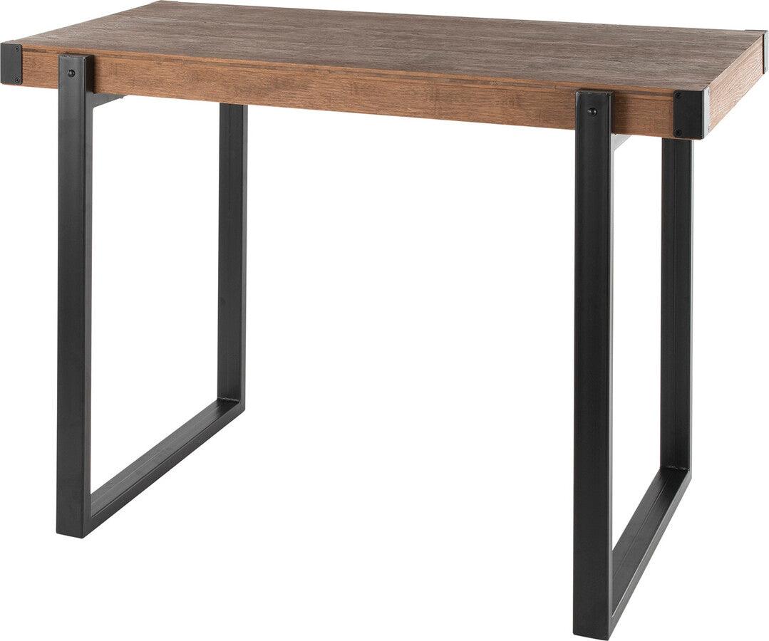Lumisource Bar Tables - Odessa Industrial Counter Table in Black Metal and Brown Wood-Pressed Grain Bamboo
