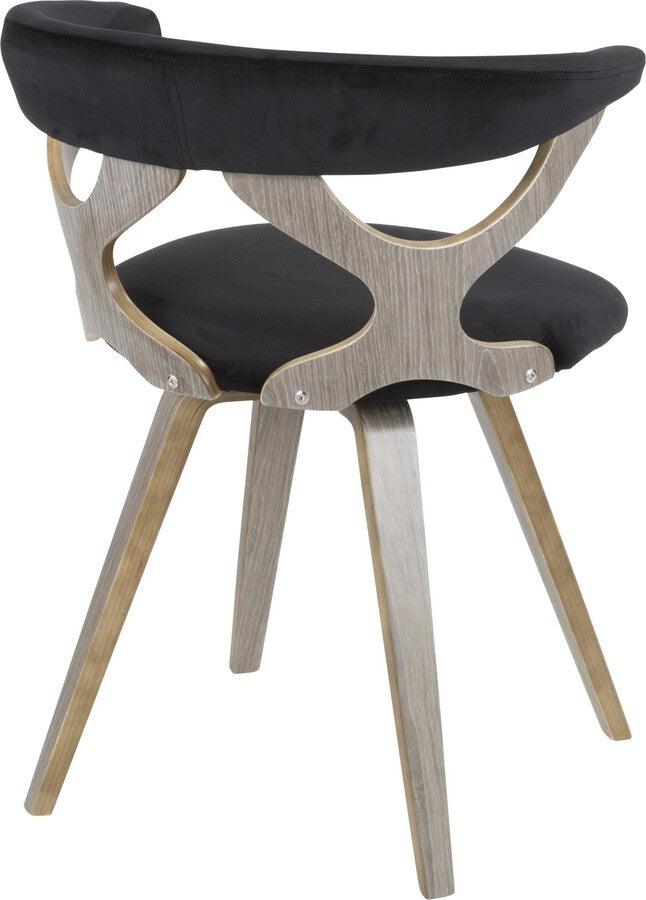 Lumisource Dining Chairs - Gardenia Mid-Century Modern Dining/Accent Chair with Swivel in Light Grey Wood & Black Velvet