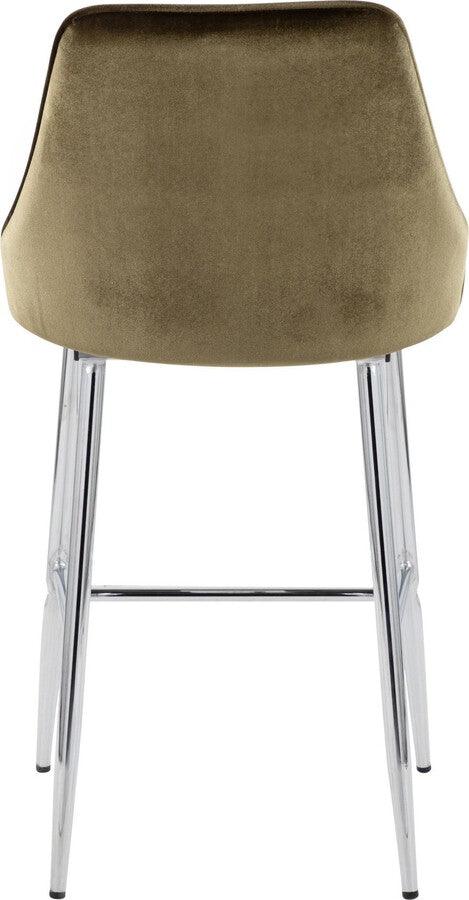 Lumisource Barstools - Marcel 25" Counter Stool In Chrome & Green Velvet (Set of 2)