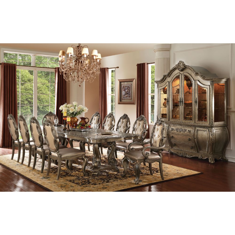 ACME Dining Chairs - ACME Ragenardus Side Chair (Set-2), PU & Vintage Oak