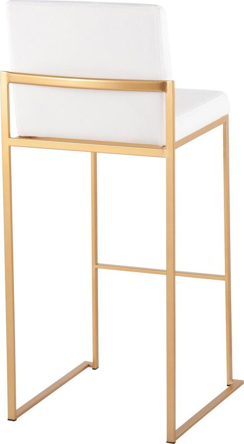 Lumisource Barstools - Fuji High Back Barstool In Gold Steel & White Velvet (Set of 2)