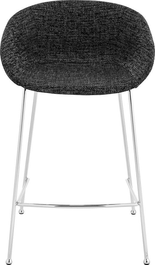 Euro Style Barstools - Zach-C Counter Stool with Black Fabric and Chromed Steel Frame and Legs - Set of 2