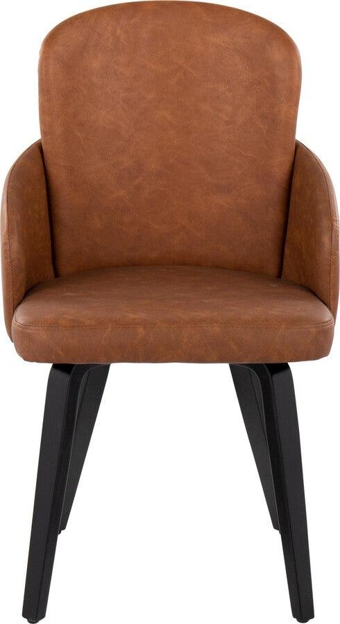 Lumisource Dining Chairs - Dahlia Contemporary Dining Chair In Black Wood & Camel Faux Leather With Chrome Accent (Set of 2)