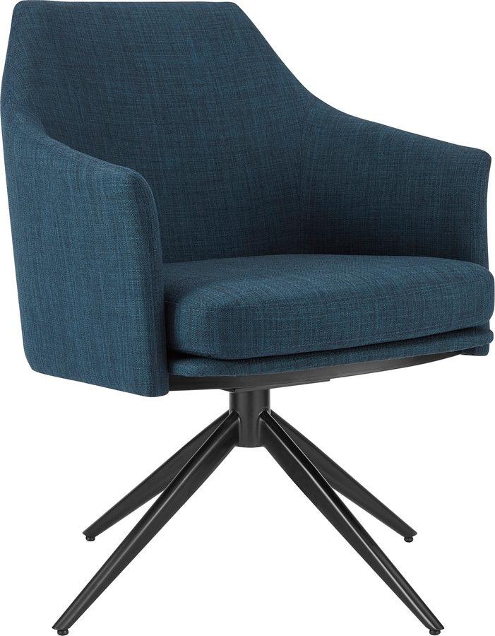 Euro Style Dining Chairs - Signa Armchair in Blue Fabric with Black Steel Base