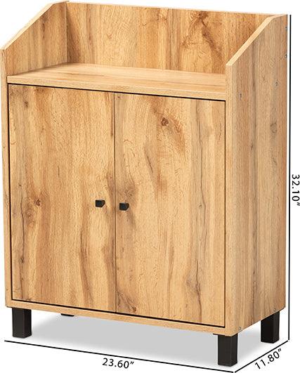 Wholesale Interiors Shoe Storage - Rossin Oak Brown Finished Wood 2-Door Entryway Shoe Storage Cabinet with Top Shelf