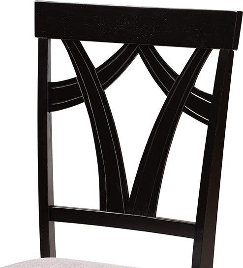 Wholesale Interiors Dining Sets - Derya Transitional Grey Fabric and Dark Brown Finished Wood 5-Piece Dining Set