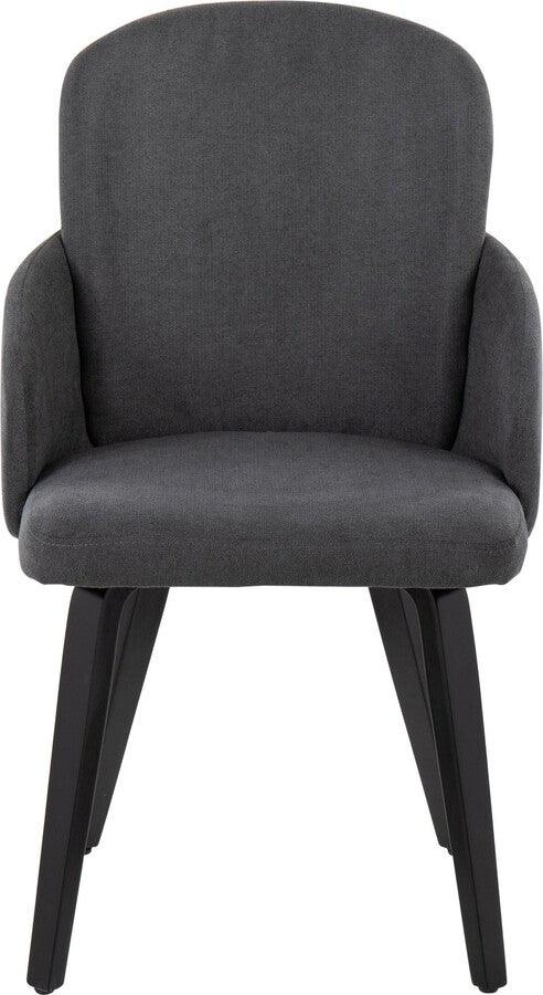Lumisource Dining Chairs - Dahlia Contemporary Dining Chair In Black Wood & Grey Fabric With Chrome Accent (Set of 2)