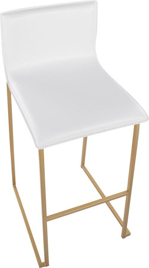 Lumisource Barstools - Mara Barstool In Gold Steel & White Faux Leather (Set of 2)