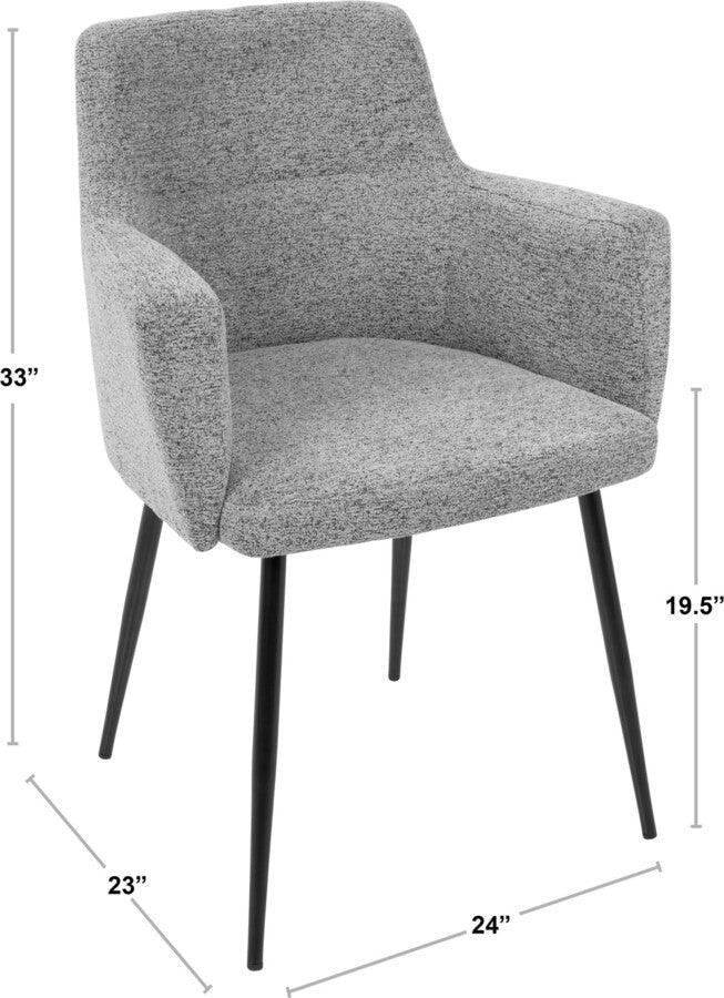 Lumisource Dining Chairs - Andrew Contemporary Dining/Accent Chair in Black with Grey Fabric - Set of 2