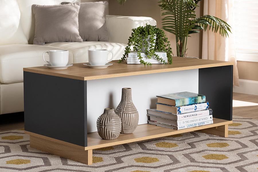 Wholesale Interiors Coffee Tables - Marigold Multicolor Oak Brown and Grey Finished Wood Storage Coffee Table