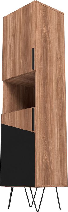 Manhattan Comfort Bookcases & Display Units - Beekman 17.51 Narrow Bookcase Cabinet in Brown and Black