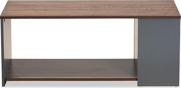 Wholesale Interiors Coffee Tables - Thornton Two-Tone Walnut Brown and Grey Finished Wood Storage Coffee Table