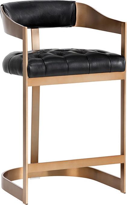 SUNPAN Barstools - Beaumont Counter Stool - Antique Brass - Cantina Black