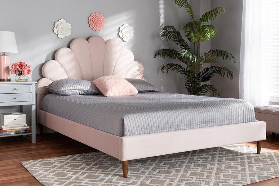 Wholesale Interiors Beds - Odille Queen Bed Light Pink & Walnut