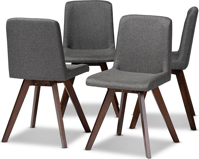 Wholesale Interiors Dining Chairs - Pernille Grey Fabric Upholstered Walnut Finished 4-Piece Wood Dining Chair Set Set