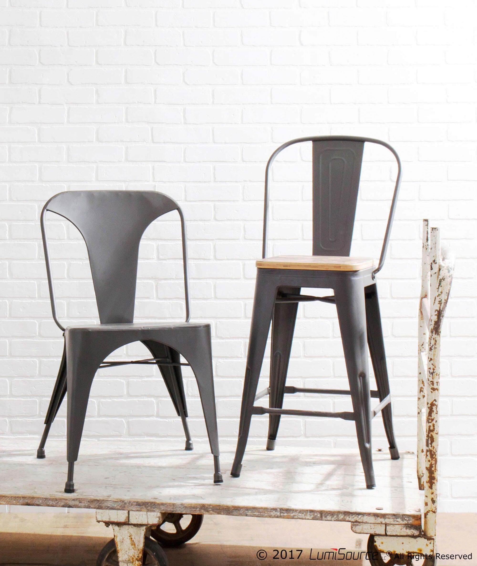 Lumisource Dining Chairs - Austin Industrial Dining Chair in Matte Grey (Set of 2)