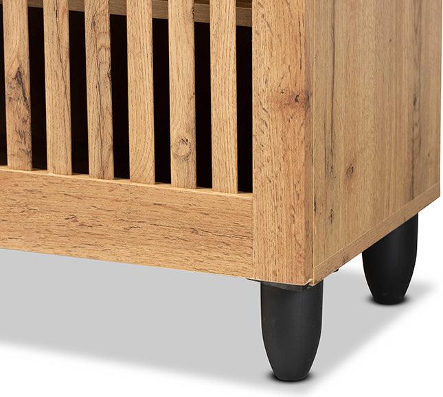 Wholesale Interiors Shoe Storage - Fernanda Oak Brown Finished Wood 4-Door Shoe Storage Cabinet
