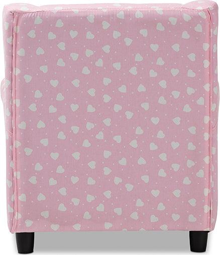 Wholesale Interiors Accent Chairs - Selina Modern and Contemporary Pink and White Heart Patterned Fabric Upholstered Kids