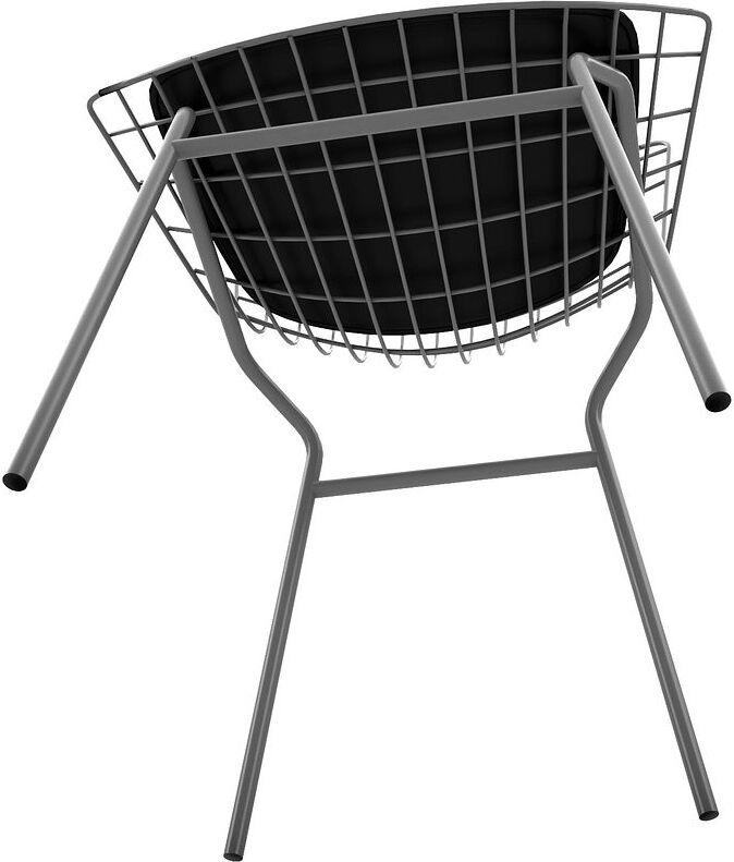 Manhattan Comfort Dining Chairs - Madeline Chair with Seat Cushion in Charcoal Grey and Black